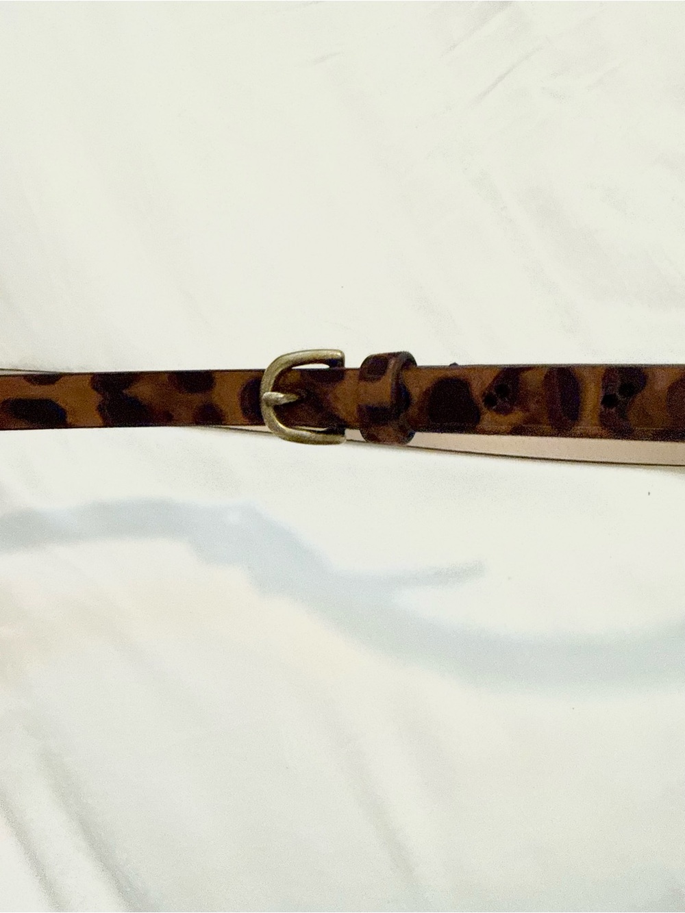 Leopard Print Skinny Belt - Brown